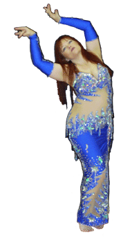 Amira, blue dress from Egypt