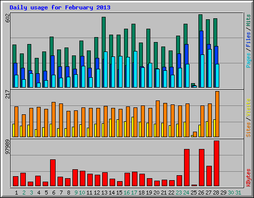 Daily usage for February 2013