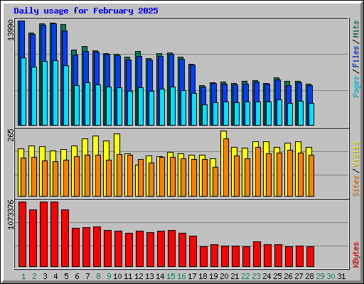 Daily usage for February 2025