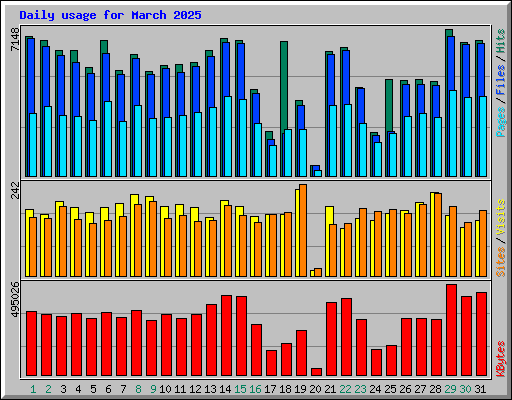 Daily usage for March 2025
