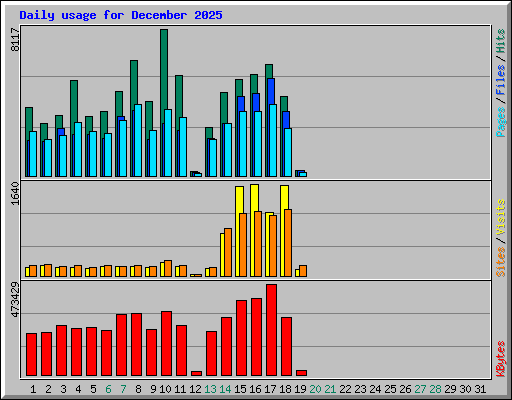 Daily usage for December 2025