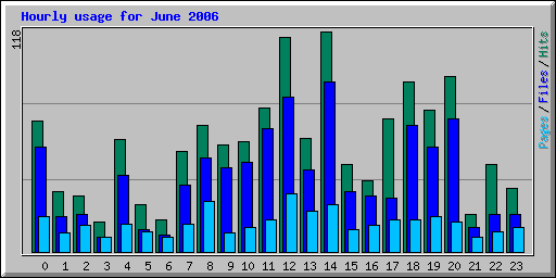 Hourly usage for June 2006