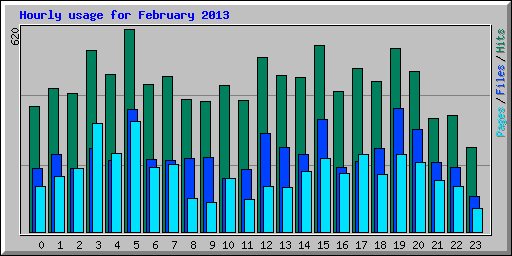 Hourly usage for February 2013