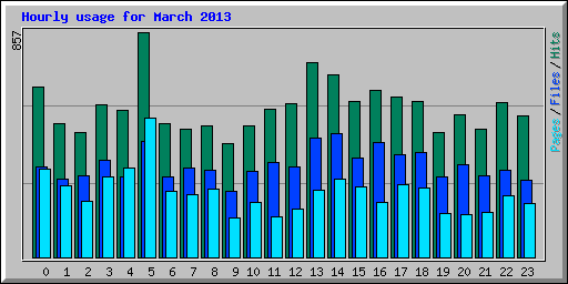 Hourly usage for March 2013