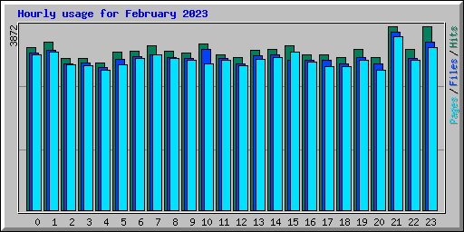 Hourly usage for February 2023